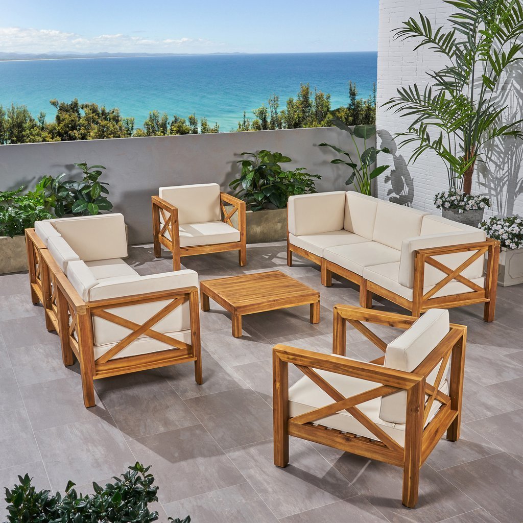 ODUNS Simera 3+3+1+1 Bahçe Balkon Teras Ahşap Oturma Grubu