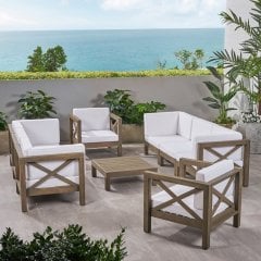 ODUNS Simera 3+3+1+1 Bahçe Balkon Teras Ahşap Oturma Grubu