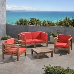 ODUNS Vista 2+1+1 Bahçe Balkon Teras Ahşap Oturma Grubu