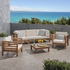 ODUNS Antero 3+1+1 Bahçe Balkon Teras Ahşap Oturma Grubu