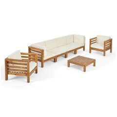ODUNS Veronika 4+1+1 Bahçe Balkon Teras Ahşap Oturma Grubu