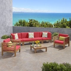 ODUNS Veronika 4+1+1  Bahçe Balkon Teras Ahşap Oturma Grubu