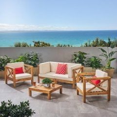 ODUNS Nora 2+1+1 Bahçe Balkon Teras Ahşap Oturma Grubu
