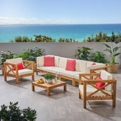 ODUNS Lamia 4+1+1 Bahçe Balkon Teras Ahşap Oturma Grubu