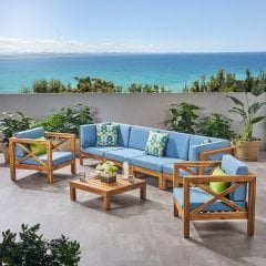 ODUNS Lamia 4+1+1 Bahçe Balkon Teras Ahşap Oturma Grubu