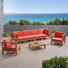 ODUNS Lamia 4+1+1 Bahçe Balkon Teras Ahşap Oturma Grubu