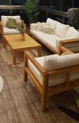 ODUNS Hera 3+1+1  Bahçe Balkon Teras Ahşap Oturma Grubu