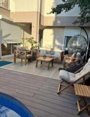ODUNS Nora 2+1+1 Bahçe Balkon Teras Ahşap Oturma Grubu