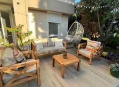 ODUNS Nora 2+1+1 Bahçe Balkon Teras Ahşap Oturma Grubu