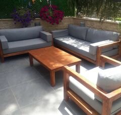 ODUNS Bella 3+2+1 Bahçe Balkon Teras Ahşap Oturma Grubu