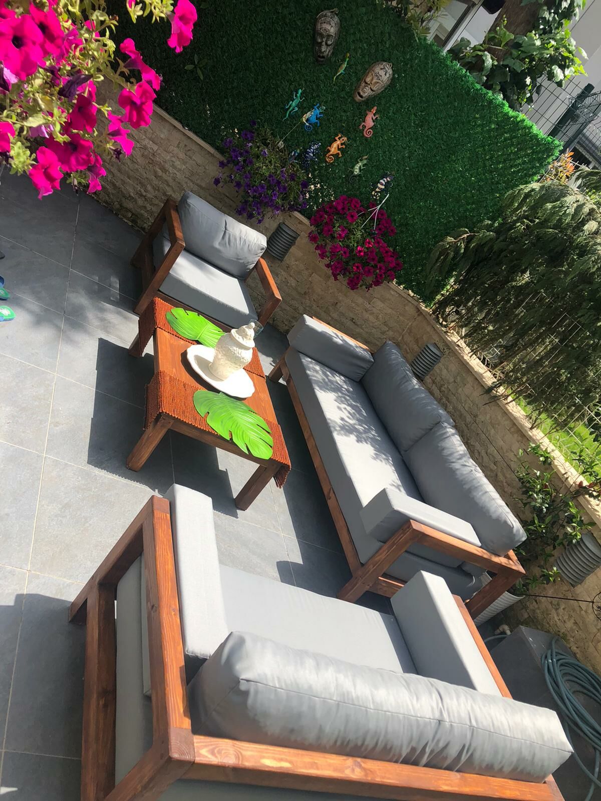 ODUNS Bella 3+2+1 Bahçe Balkon Teras Ahşap Oturma Grubu