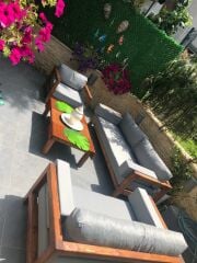 ODUNS Bella 3+2+1 Bahçe Balkon Teras Ahşap Oturma Grubu