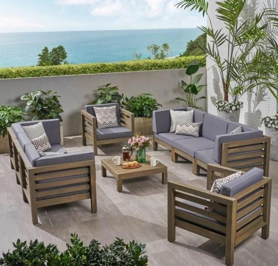 ODUNS Homelos 3+3+1+1 Bahçe Balkon Teras Ahşap Oturma Grubu