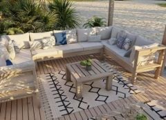Oduns Begonya Bahçe Balkon Teras Ahşap Köşe Koltuk Takımı