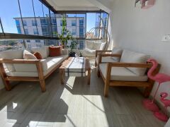 ODUNS Hera 3+1+1 Bahçe Balkon Teras Ahşap Oturma Grubu