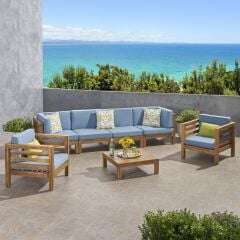 ODUNS Veronika 4+1+1 Bahçe Balkon Teras Ahşap Oturma Grubu