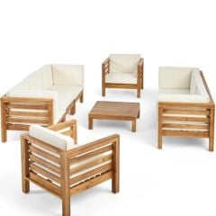 ODUNS Homelos 3+3+1+1 Bahçe Balkon Teras Ahşap Oturma Grubu