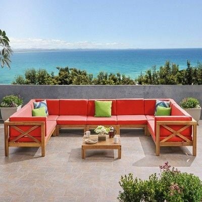 ODUNS Manolya Bahçe Balkon Teras Ahşap Köşe Koltuk Takımı