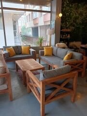 ODUNS Bellatrix 3+2+1 Bahçe Balkon Teras Ahşap Oturma Grubu