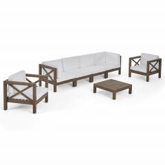 ODUNS Lamia 4+1+1 Bahçe Balkon Teras Ahşap Oturma Grubu