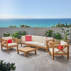 ODUNS Herakles 3+1+1 Bahçe Balkon Teras Ahşap Oturma Grubu