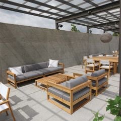 ODUNS Alisa 4+1+1 Bahçe Balkon Teras Ahşap Oturma Grubu