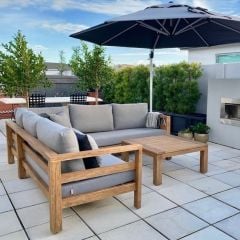 ODUNS Spring Bahçe Balkon Teras Ahşap Köşe Koltuk Takımı