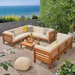 ODUNS Sandal Bahçe Balkon Teras Ahşap Köşe Koltuk Takımı
