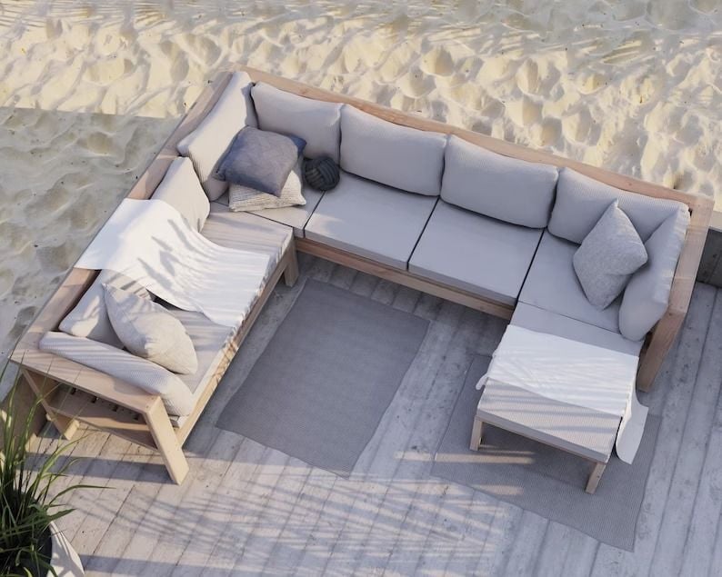 ODUNS Bambou Bahçe Balkon Teras Ahşap Köşe Koltuk Takımı