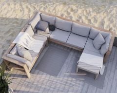 ODUNS Bambou Bahçe Balkon Teras Ahşap Köşe Koltuk Takımı