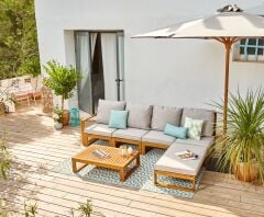 ODUNS Gold Bahçe Balkon Teras Ahşap Köşe Koltuk Takımı