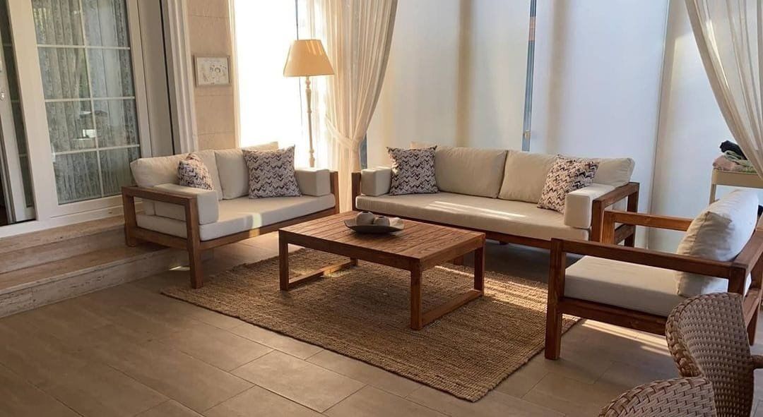 ODUNS Bella 3+2+1  Bahçe Balkon Teras Ahşap Oturma Grubu