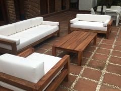 ODUNS Bella 3+2+1 Bahçe Balkon Teras Ahşap Oturma Grubu (ÖZEL BOYAMA)