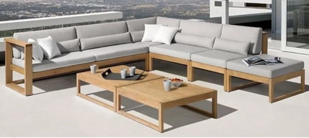 ODUNS Flower Bahçe Balkon Teras Ahşap Köşe Koltuk Takımı